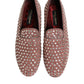 Dolce & Gabbana Pink Suede Crystals Loafers Men Dress Shoes
