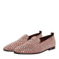 Dolce & Gabbana Pink Suede Crystals Loafers Men Dress Shoes