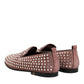 Dolce & Gabbana Pink Suede Crystals Loafers Men Dress Shoes