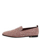 Dolce & Gabbana Pink Suede Crystals Loafers Men Dress Shoes