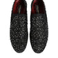 Dolce & Gabbana Black Suede Crystal Embellished Loafer Shoes
