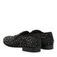 Dolce & Gabbana Black Suede Crystal Embellished Loafer Shoes
