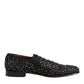 Dolce & Gabbana Black Suede Crystal Embellished Loafer Shoes