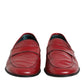Dolce & Gabbana Red Leather Slip On Dress Men Loafers Shoes