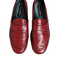 Dolce & Gabbana Red Leather Slip On Dress Men Loafers Shoes