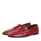 Dolce & Gabbana Red Leather Slip On Dress Men Loafers Shoes