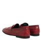 Dolce & Gabbana Red Leather Slip On Dress Men Loafers Shoes
