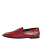 Dolce & Gabbana Red Leather Slip On Dress Men Loafers Shoes