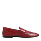 Dolce & Gabbana Red Leather Slip On Dress Men Loafers Shoes