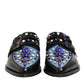 Dolce & Gabbana Black Blue Embellished MONKSTRAP Dress Shoes