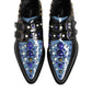 Dolce & Gabbana Black Blue Embellished MONKSTRAP Dress Shoes