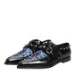 Dolce & Gabbana Black Blue Embellished MONKSTRAP Dress Shoes