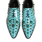 Dolce & Gabbana Turquoise Crystal Embellished Men Derby Shoes