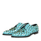Dolce & Gabbana Turquoise Crystal Embellished Men Derby Shoes