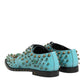 Dolce & Gabbana Turquoise Crystal Embellished Men Derby Shoes