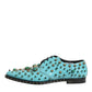 Dolce & Gabbana Turquoise Crystal Embellished Men Derby Shoes