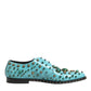 Dolce & Gabbana Turquoise Crystal Embellished Men Derby Shoes