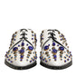 Dolce & Gabbana White Leather Crystals Embellished Dress  Shoes