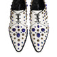 Dolce & Gabbana White Leather Crystals Embellished Dress  Shoes