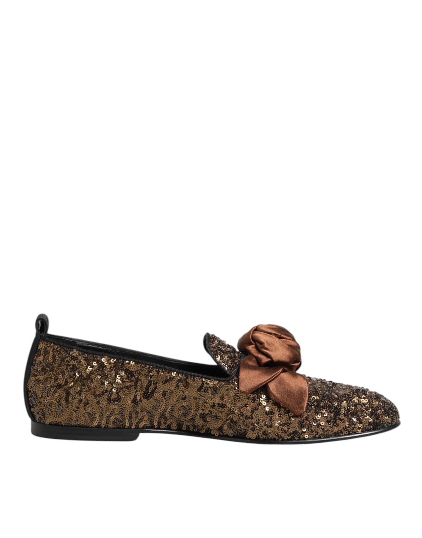 Dolce & Gabbana Gold Sequined Slip On Loafers Men Dress Shoes