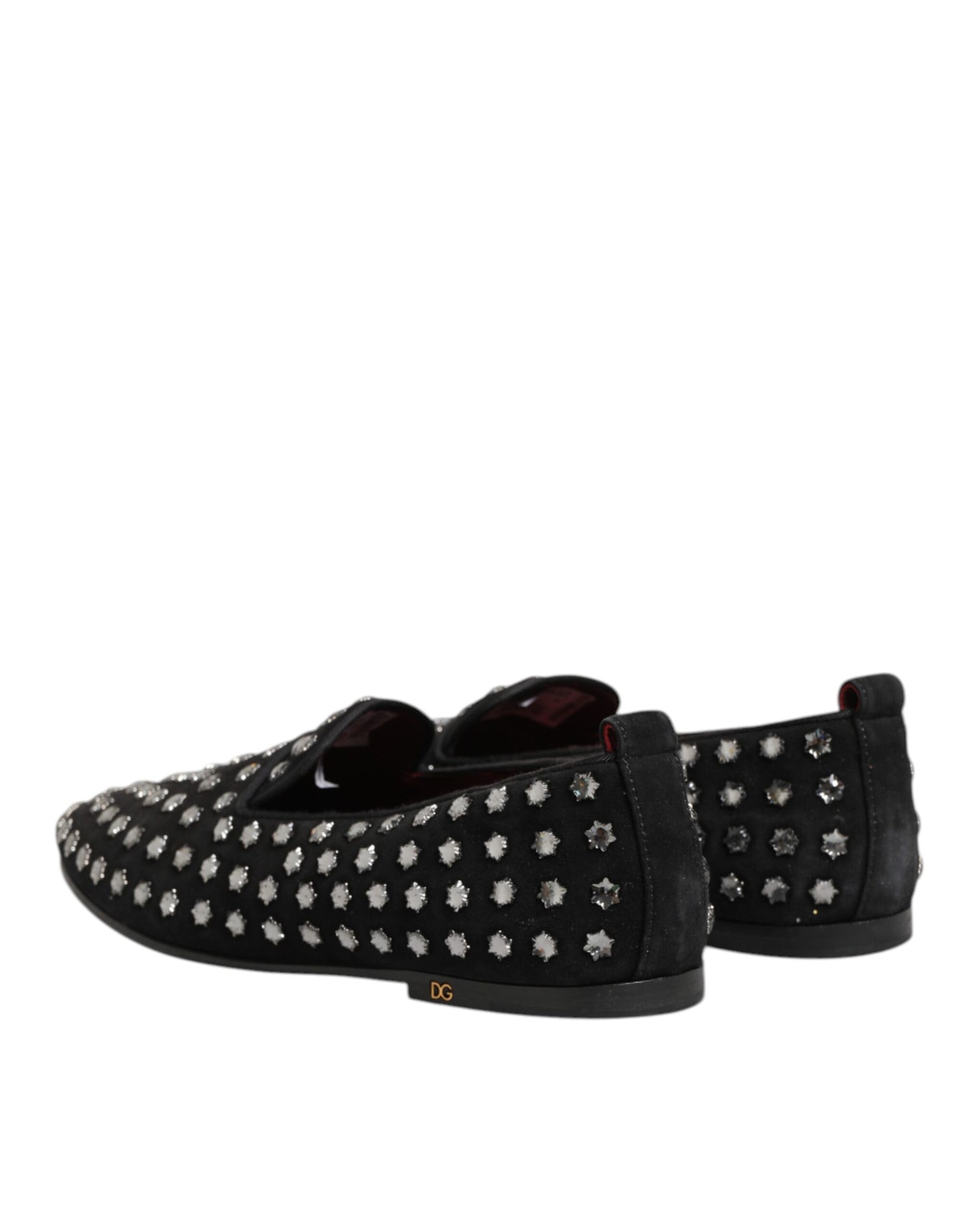 Dolce & Gabbana Black Crystal Embellished Loafers Dress Shoes