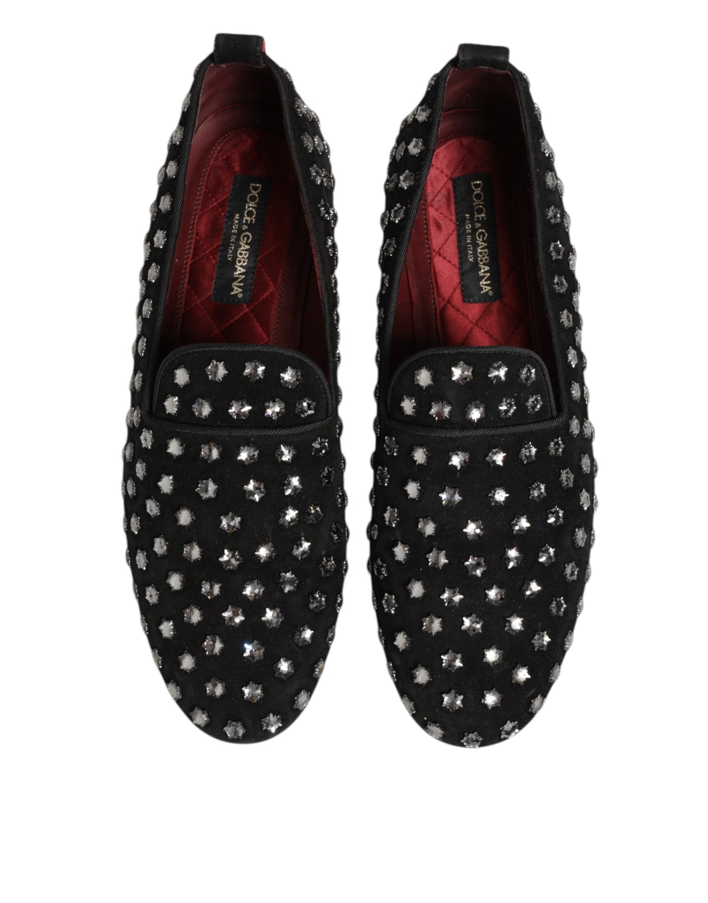 Dolce & Gabbana Black Crystal Embellished Loafers Dress Shoes