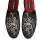 Dolce & Gabbana Black Floral Jacquard Slides Slippers Shoes