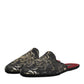 Dolce & Gabbana Black Floral Jacquard Slides Slippers Shoes