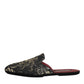 Dolce & Gabbana Black Floral Jacquard Slides Slippers Shoes