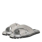 Dolce & Gabbana Silver Strass Slides Flats Slippers Shoes