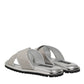 Dolce & Gabbana Silver Strass Slides Flats Slippers Shoes