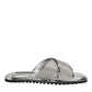 Dolce & Gabbana Silver Strass Slides Flats Slippers Shoes