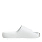 Dolce & Gabbana White Logo Slides Sandals Men Beachwear Shoes