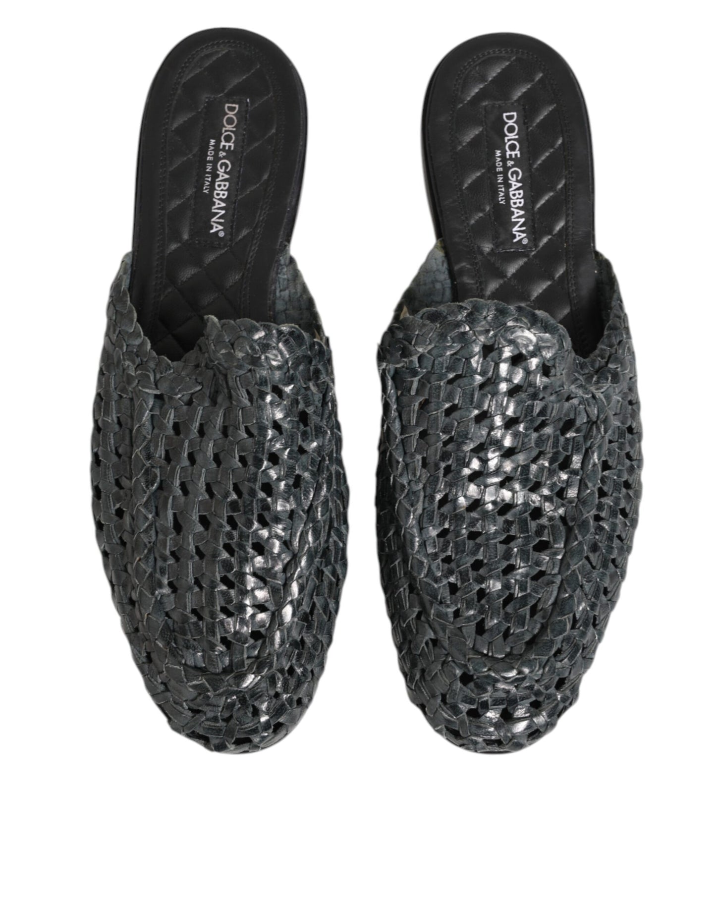 Dolce & Gabbana Blue Woven Slides MULES Men Sandals Shoes