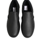Dolce & Gabbana Black Leather Low Top Slip On Sneakers Shoes