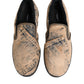 Dolce & Gabbana Beige Cotton Low Top Slip On Sneakers Shoes