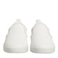 Dolce & Gabbana White Leather Low Top Slip On Sneakers Shoes