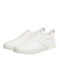 Dolce & Gabbana White Leather Low Top Slip On Sneakers Shoes