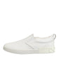 Dolce & Gabbana White Leather Low Top Slip On Sneakers Shoes