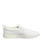 Dolce & Gabbana White Leather Low Top Slip On Sneakers Shoes