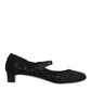 Dolce & Gabbana Black Vally Taormina Floral Lace Pumps Shoes