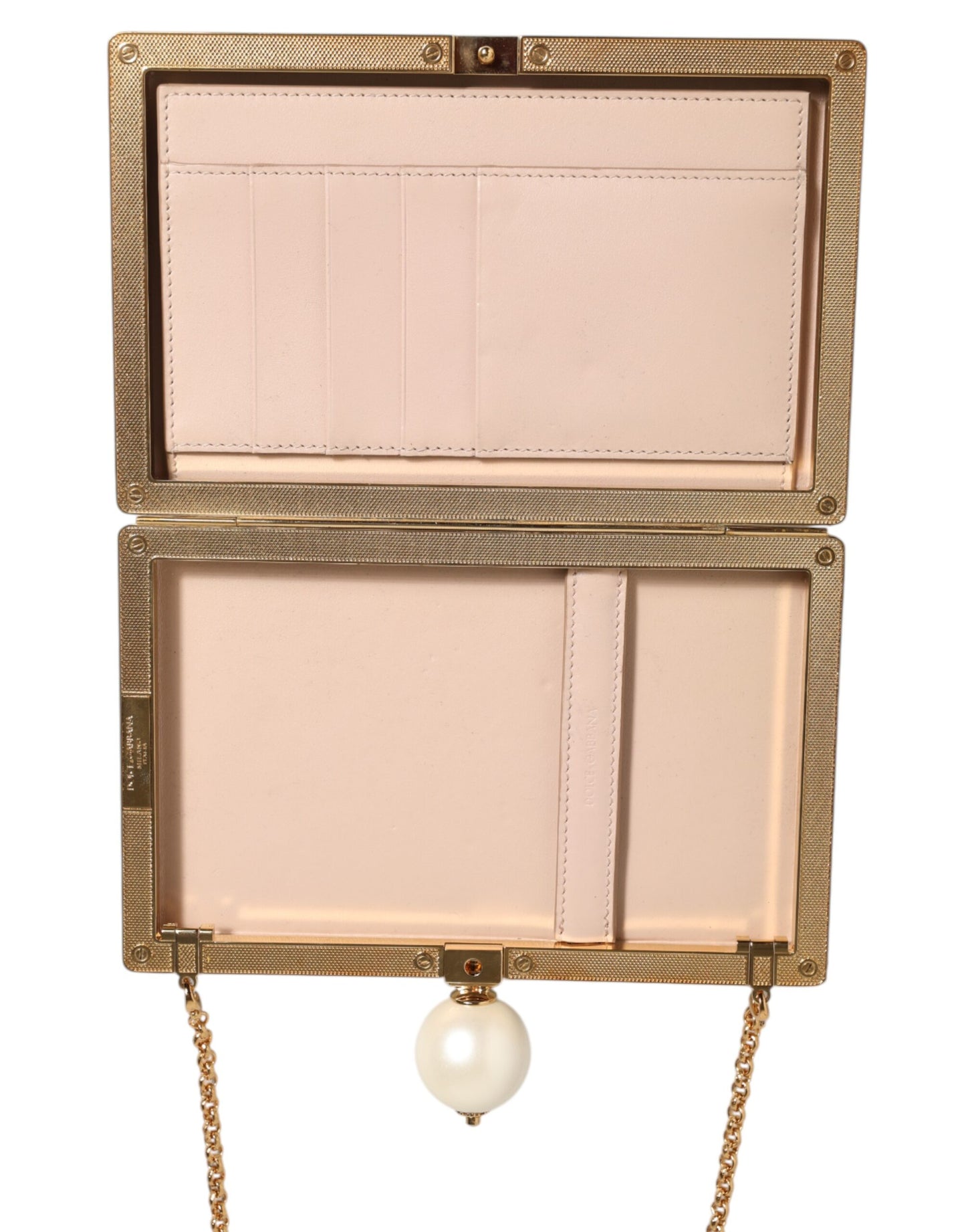 Dolce & Gabbana White Rose Embroidery Silk Gold Frame Clutch Purse Bag Womens Clutch Bag