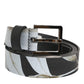 Dolce & Gabbana Multicolor PVC Floral Silver Buckle Men Belt
