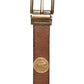 Dolce & Gabbana Brown Leather Gold Silver Coin Buckle Belt