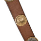 Dolce & Gabbana Brown Leather Gold Silver Coin Buckle Belt
