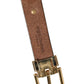 Dolce & Gabbana Brown Leather Gold Silver Coin Buckle Belt
