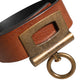 Dolce & Gabbana Brown Leather Side Rings Brass Buckle Belt