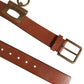 Dolce & Gabbana Brown Leather Side Rings Brass Buckle Belt