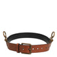 Dolce & Gabbana Brown Leather Side Rings Brass Buckle Belt