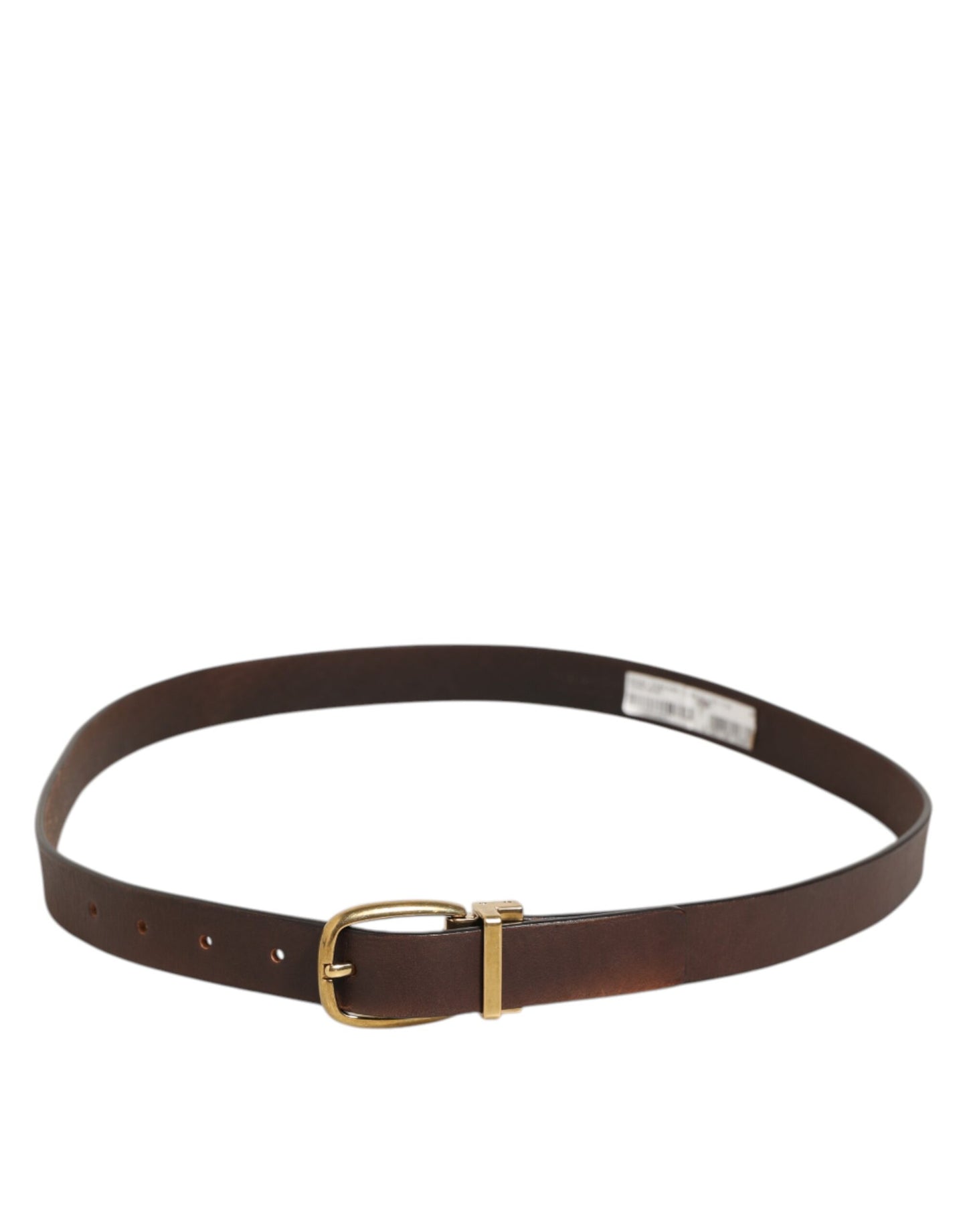 Dolce & Gabbana Brown Classic Gold Metal Logo Buckle Men Belt